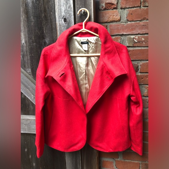 J. Crew Red Pea Coat - Picture 3 of 9